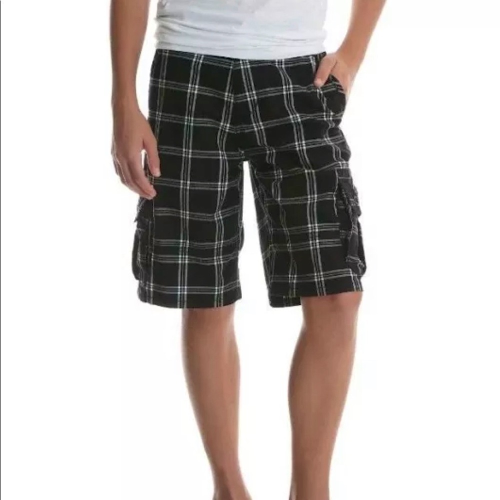 Wrangler Boys Flex Waist Plaid Cargo Shorts